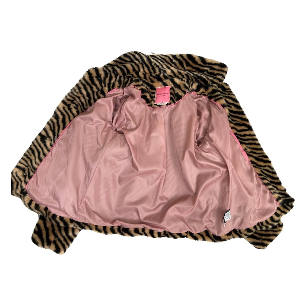 Kate Spade Faux fur animal print jacket Old Money Quiet Luxury NWT Size XS - Picture 6 of 10